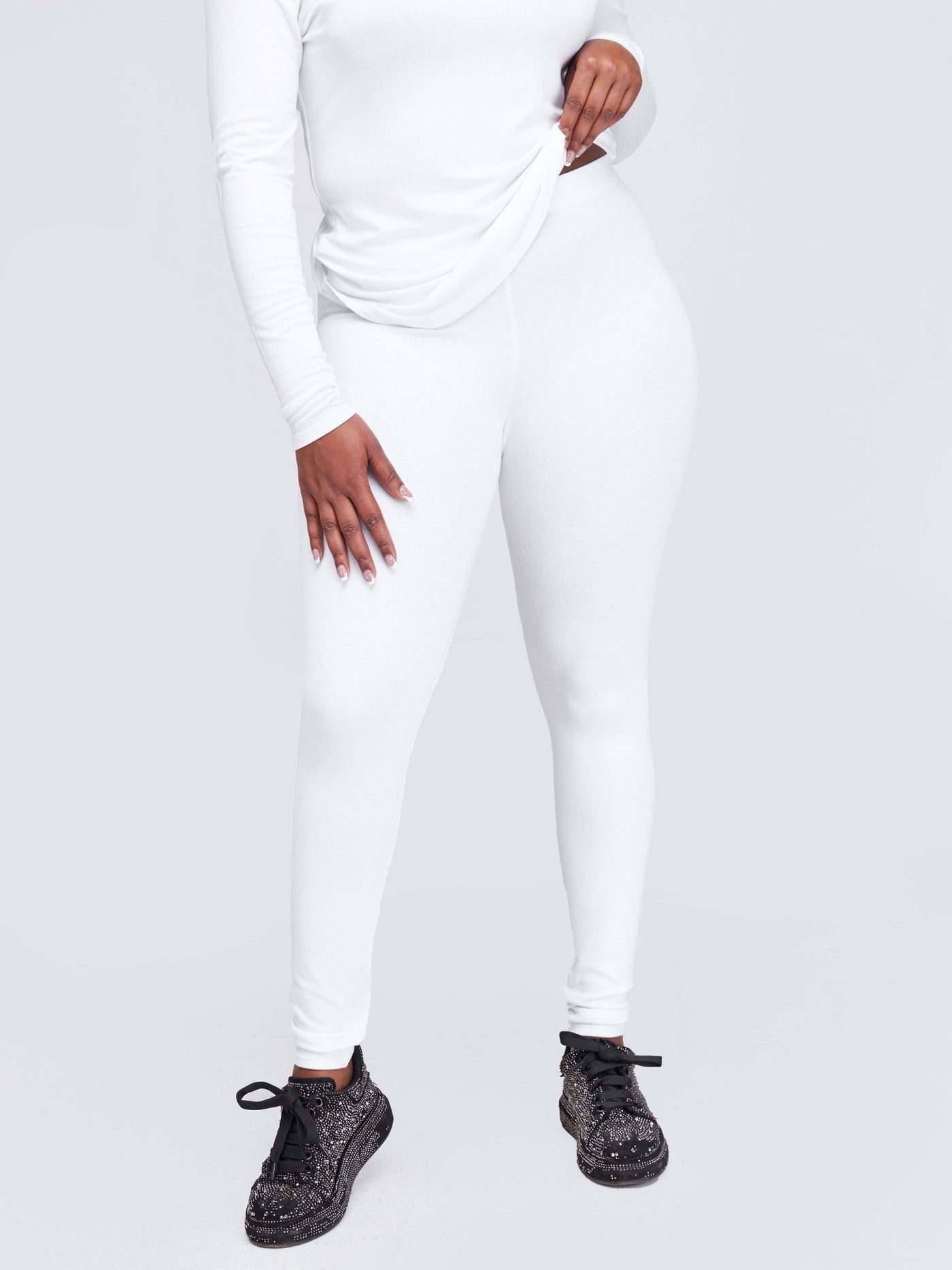 Zoya Basic Full Length Leggings - White - Shopzetu