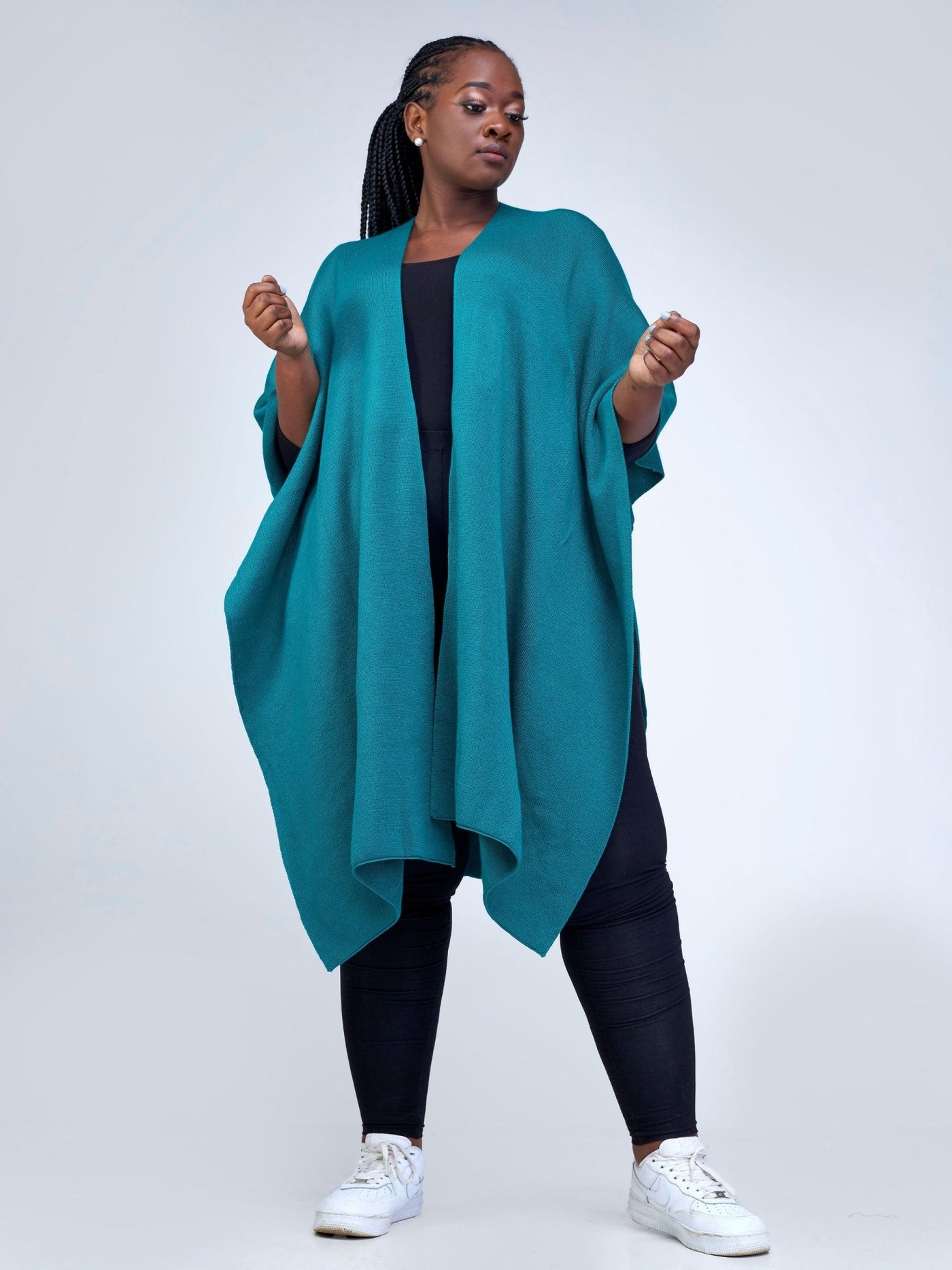 Vivo Basic Double Layered Wrap Poncho (Without Fringe) - Teal - Shopzetu