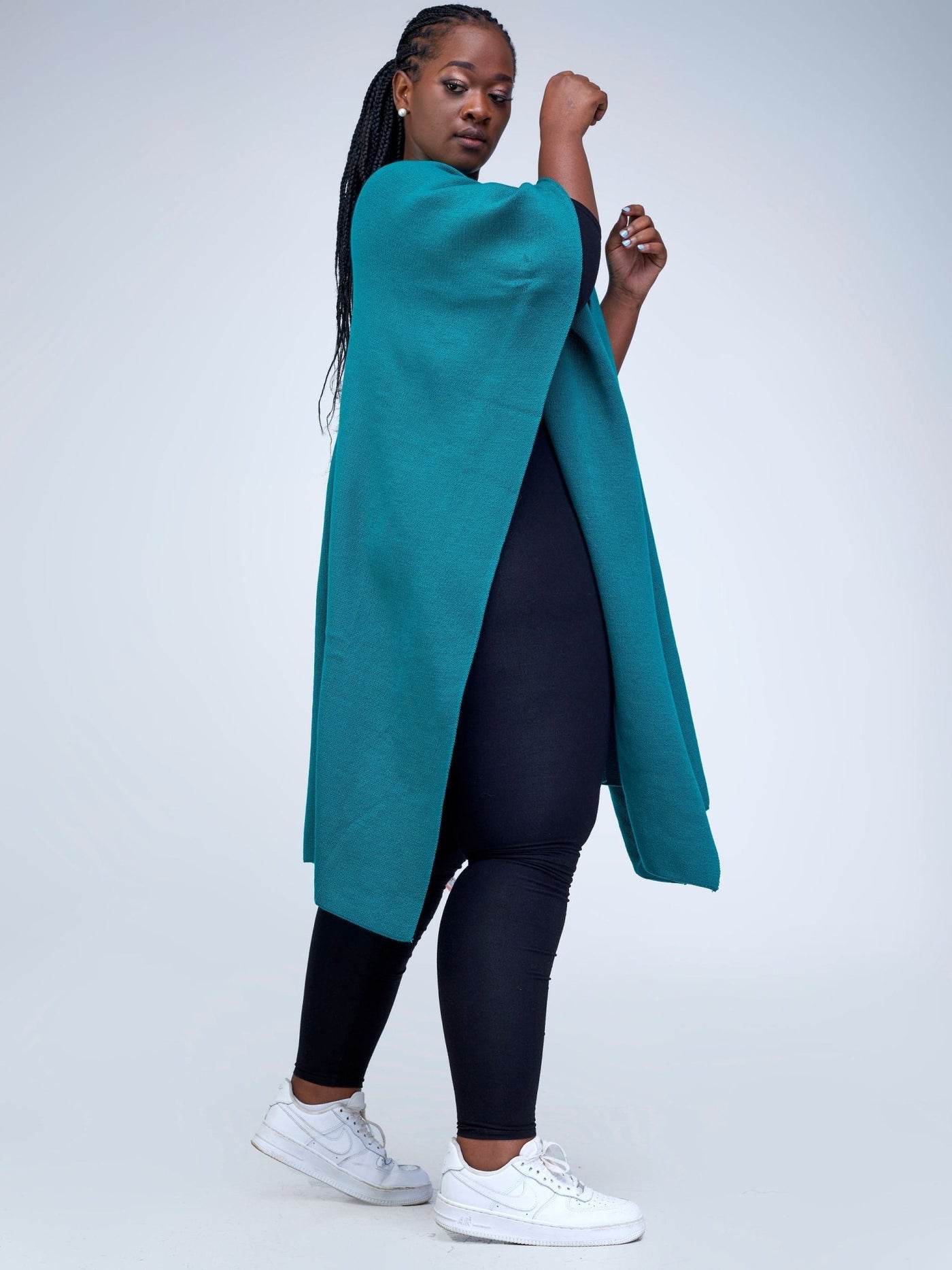 Vivo Basic Double Layered Wrap Poncho (Without Fringe) - Teal - Shopzetu