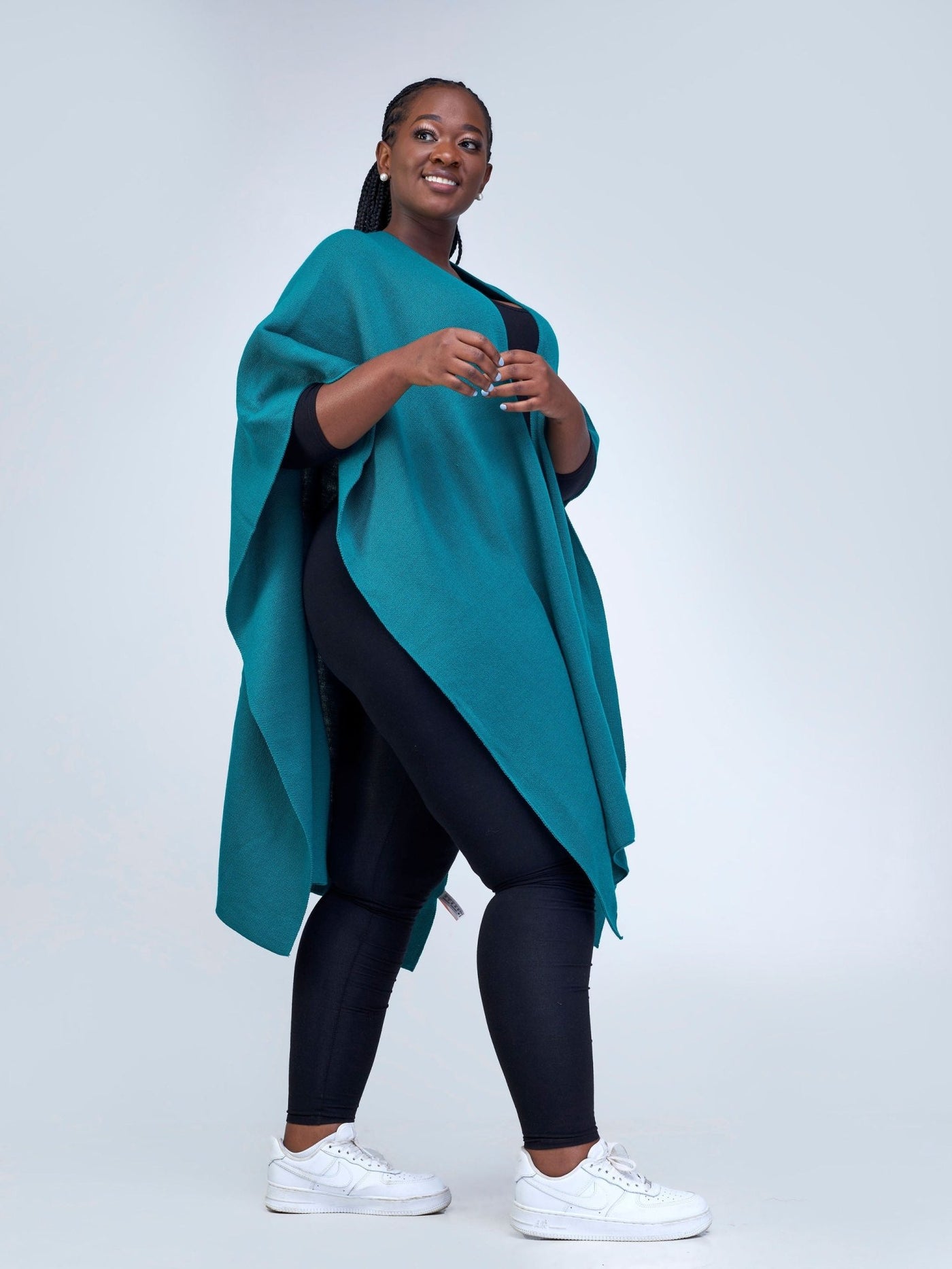 Vivo Basic Double Layered Wrap Poncho (Without Fringe) - Teal - Shopzetu