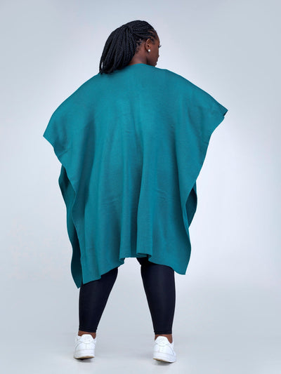 Vivo Basic Double Layered Wrap Poncho (Without Fringe) - Teal - Shopzetu