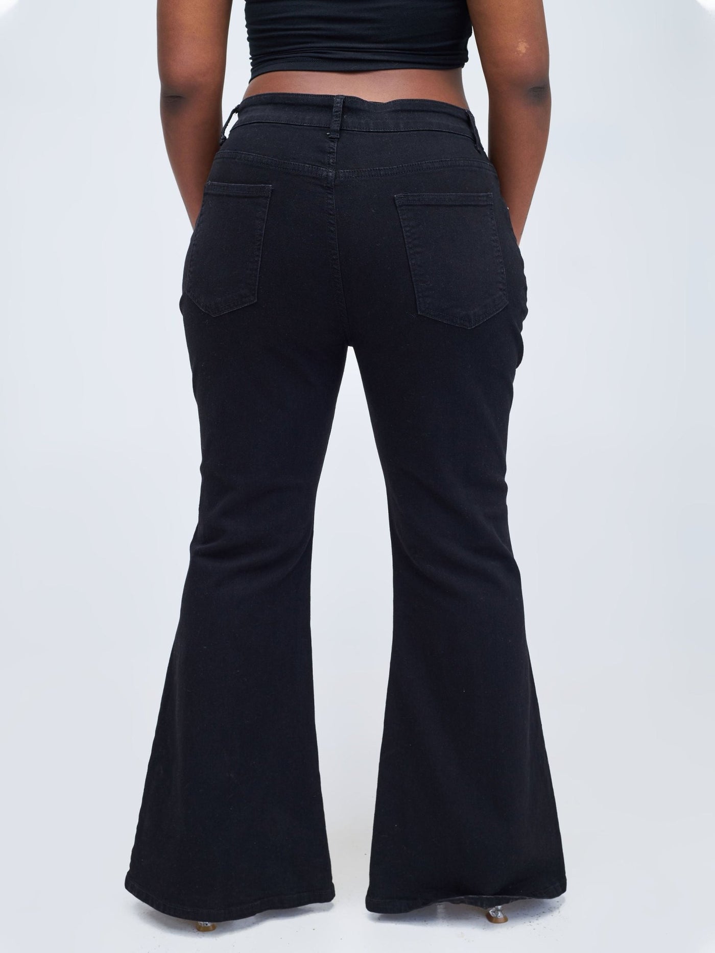 Alara Black Plus Size Split Hem High Waist Jeans - Black - Shopzetu