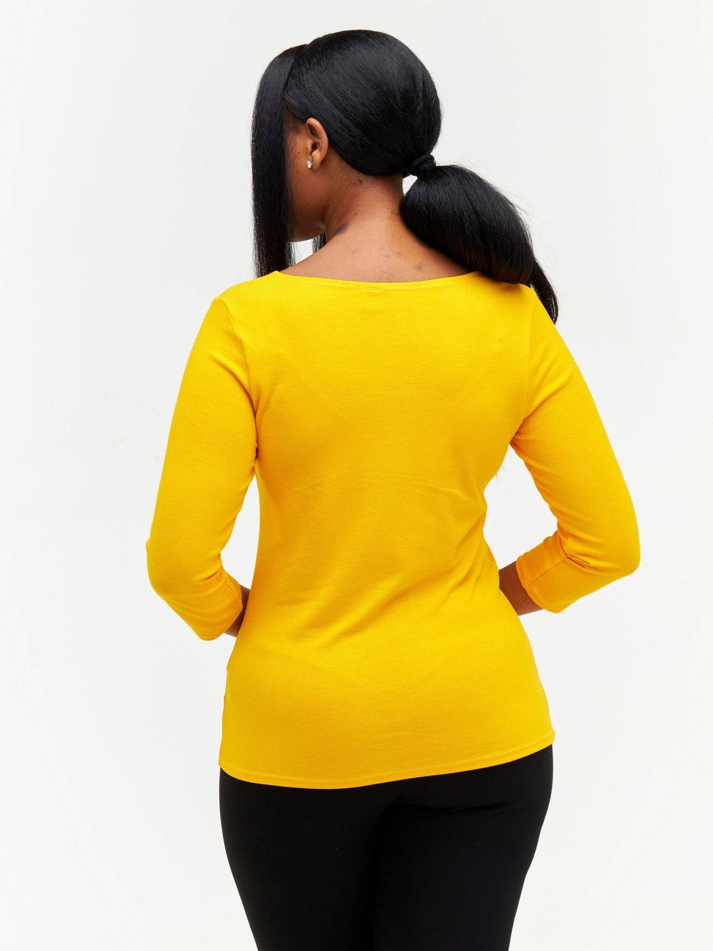 Vivo Basic 3/4 Sleeve Top - Yellow - Shopzetu