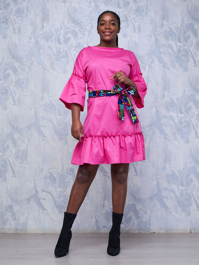 Safari Tawi Flounce Tent Dress - Pink - Shopzetu