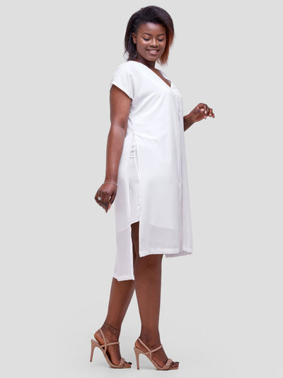 Vivo Soleil Sleeveless Layered Knee Length Dress - White - Shopzetu