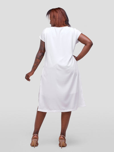 Vivo Soleil Sleeveless Layered Knee Length Dress - White - Shopzetu