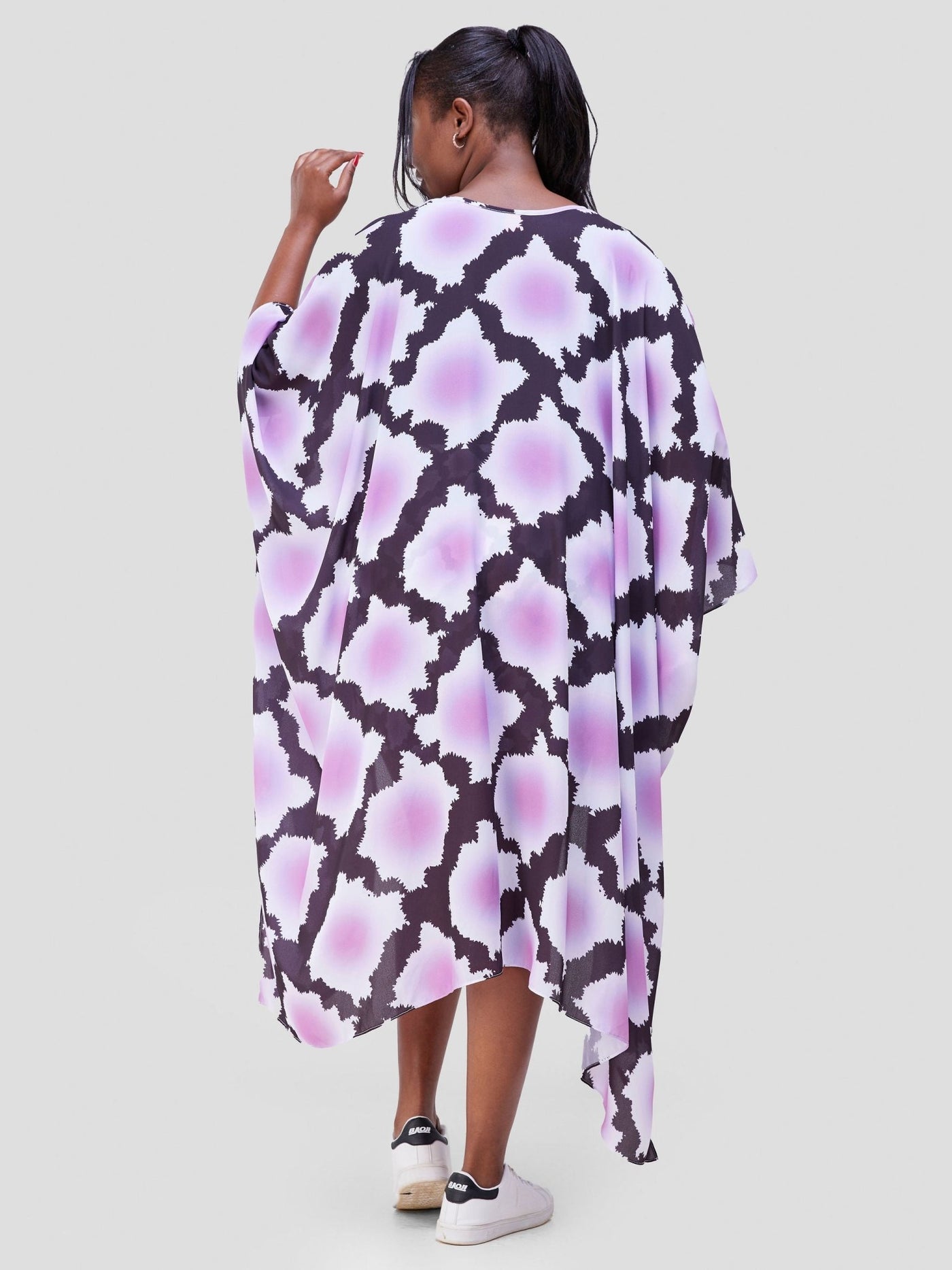 Vivo Soleil Side Drape Kimono - Mulberry / Dusty Pink Almasi Print - Shopzetu