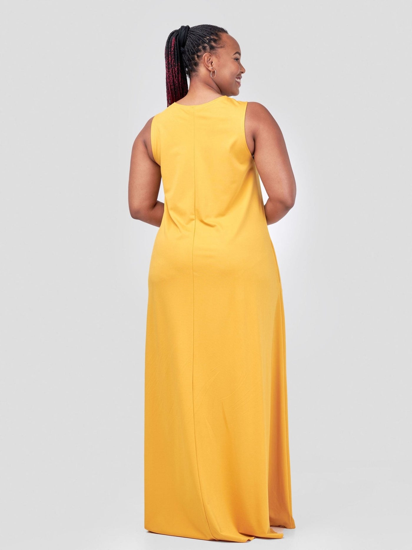 Vivo Basic Sleeveless Kena Tent Maxi Dress - Mustard - Shopzetu