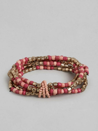 Slaks World Fashion Multistrand Bracelet - Pink / Gold - Shopzetu