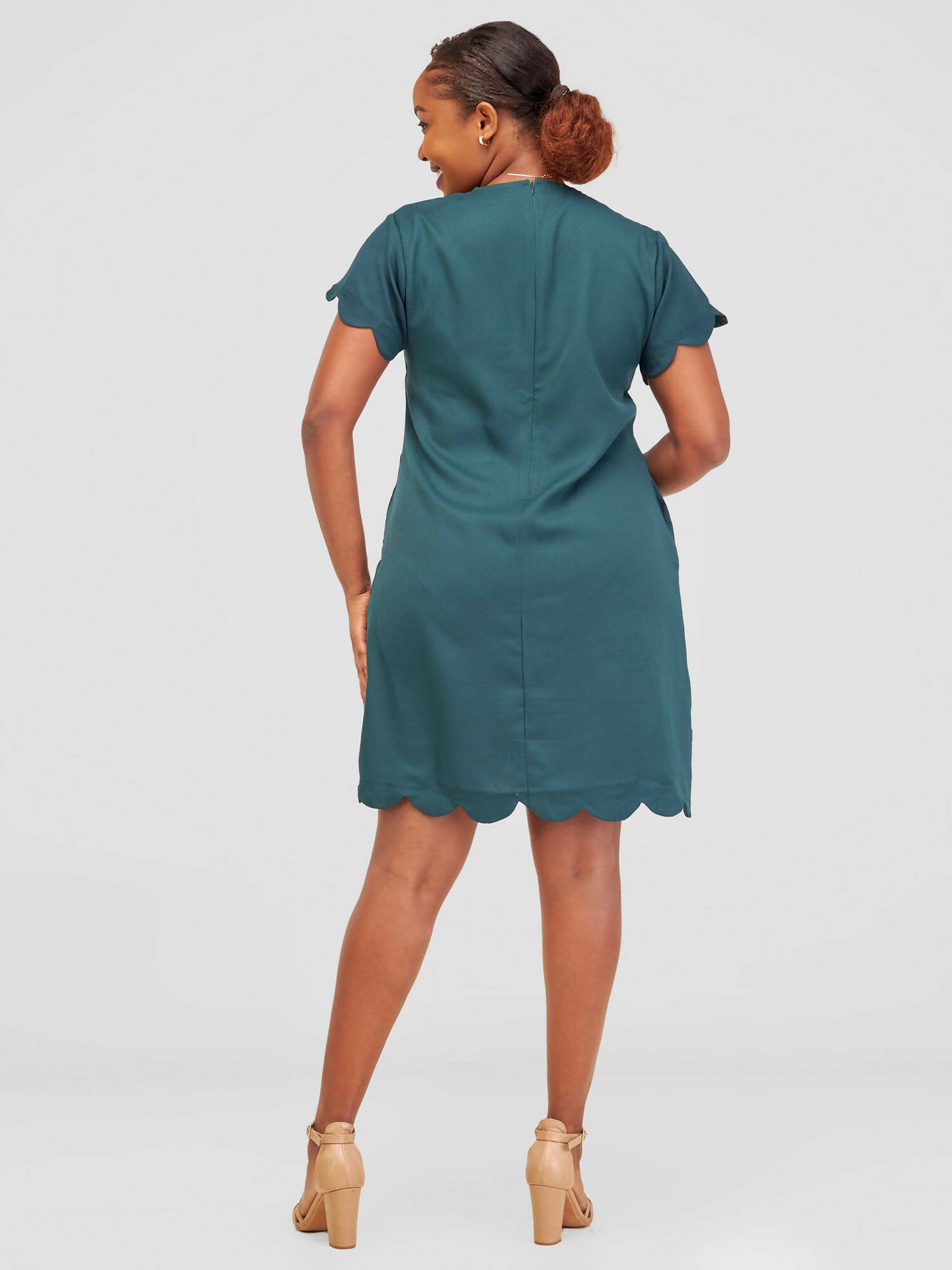 Distinct Wear Scallop Dress - Beige