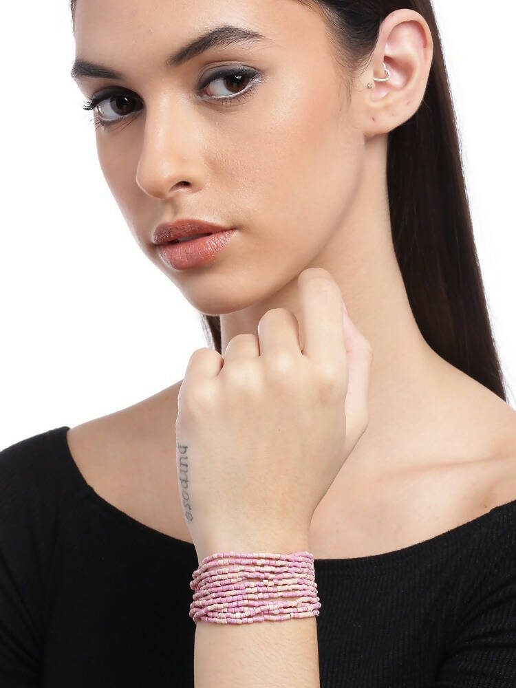 Slaks World Fashion Women Multi Strand Bracelet - Pink - Shopzetu