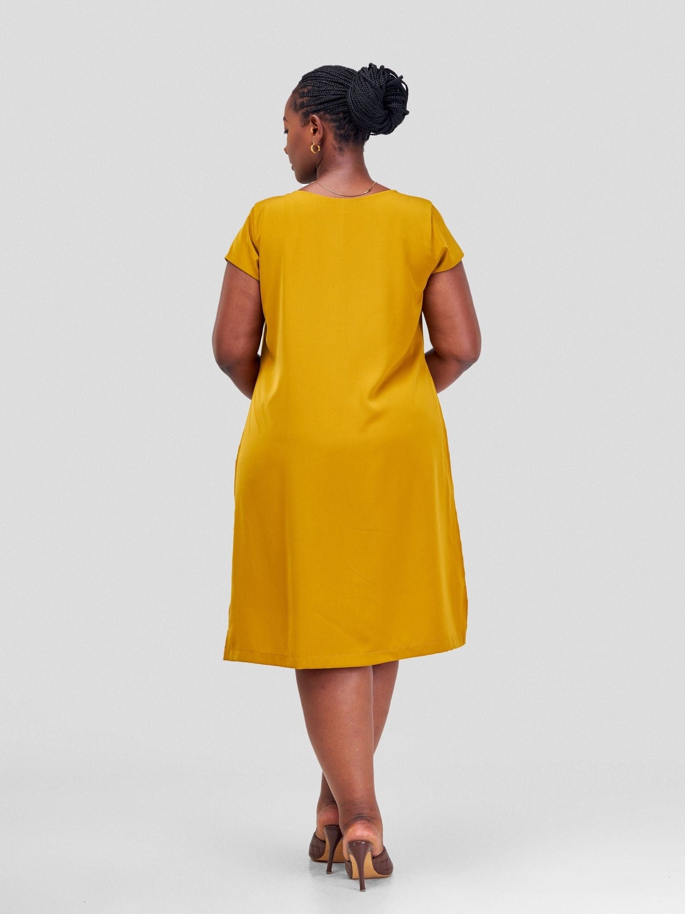 Vivo Amara Cap Sleeve Layered Dress - Mustard - Shopzetu