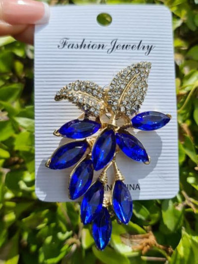 Tuli Floral Brooch - Royal Blue & Silver - Shopzetu