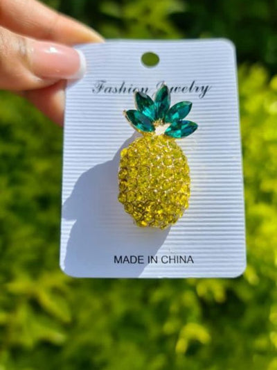 Tuli Pineapple Brooch - Yellow & Green - Shopzetu