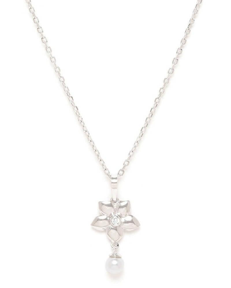 Slaks World Fashion Rhodium-Plated Beaded Necklace - Silver - Shopzetu
