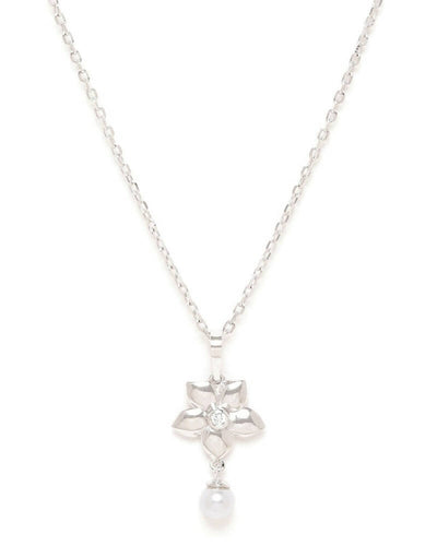 Slaks World Fashion Rhodium-Plated Beaded Necklace - Silver