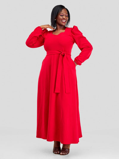 Lucille Couture Alya Maxi Dress - Red - Shopzetu
