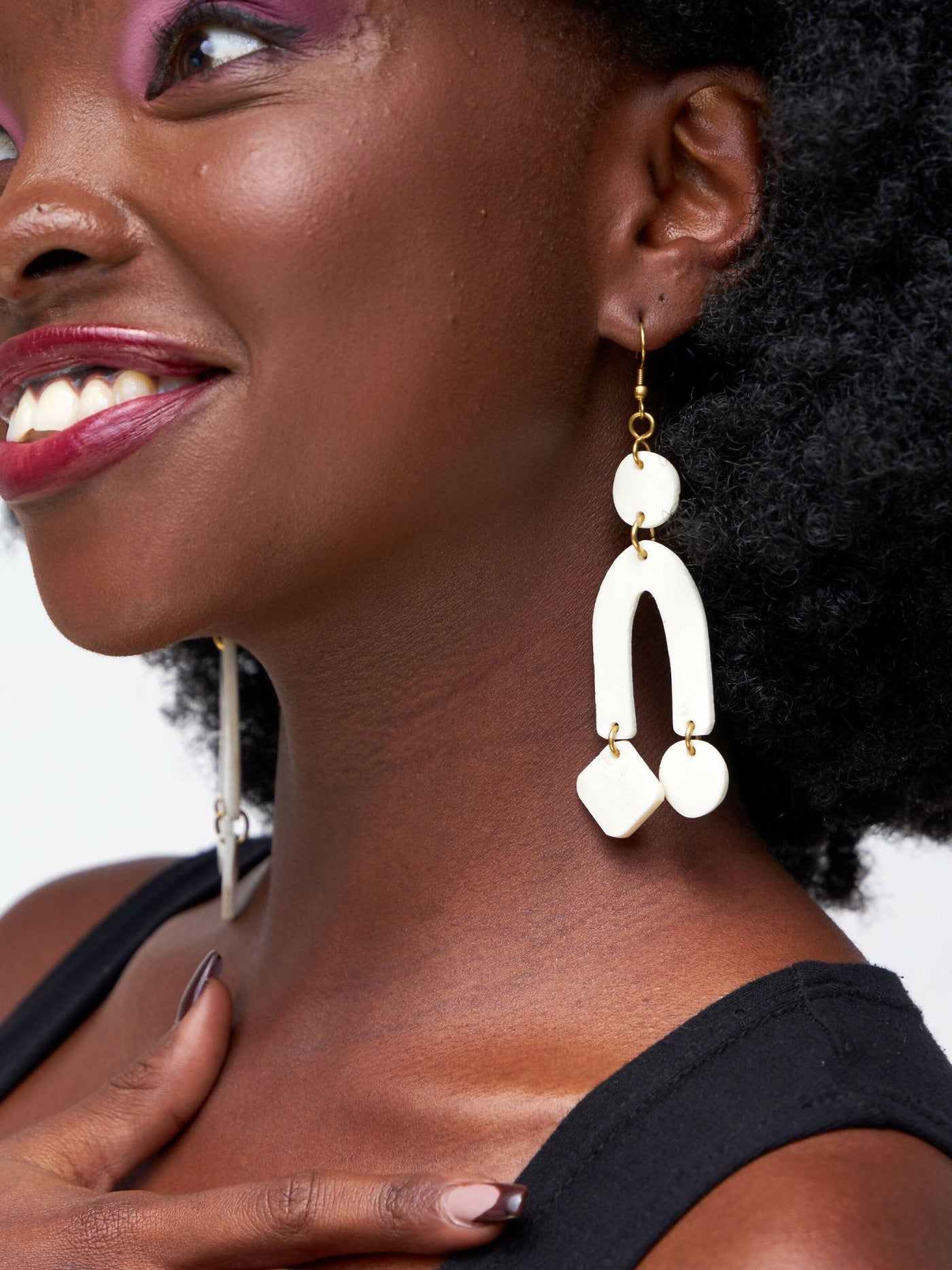 Kijivu Creatives Dangle Earrings - White - Shopzetu