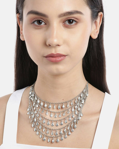 Slaks World Fashion Multi Style Necklace - Silver - Shopzetu