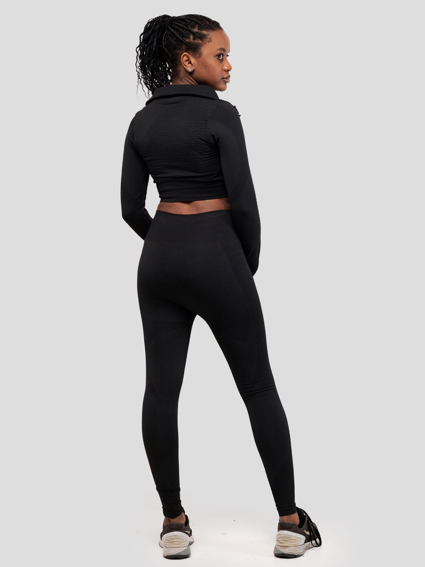 Ava Fitness Elenah High Waisted Leggings - Black - Shopzetu