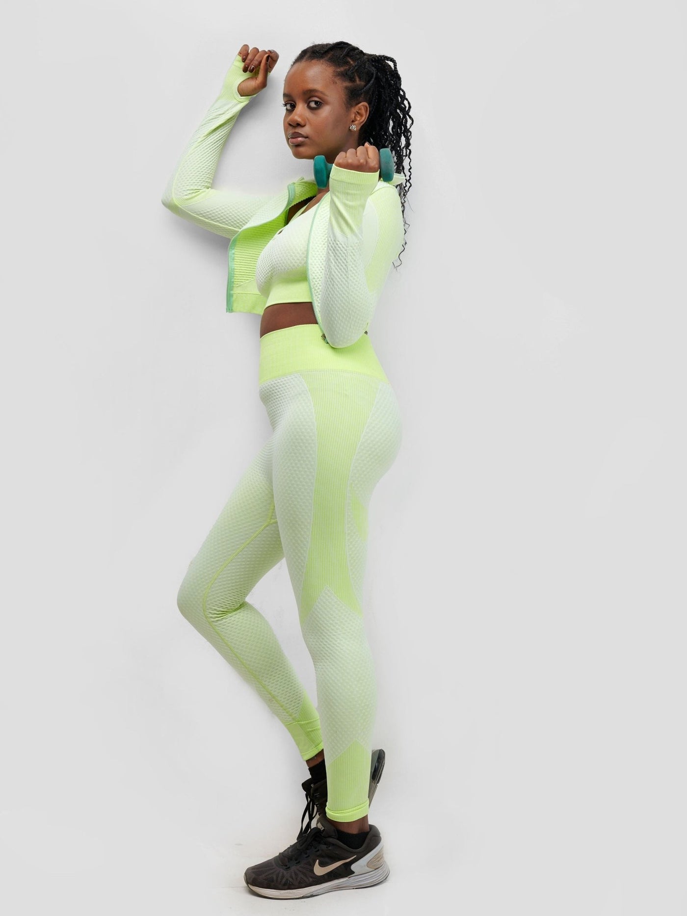 Ava Fitness Elenah 3 piece Set - Light Green - Shopzetu