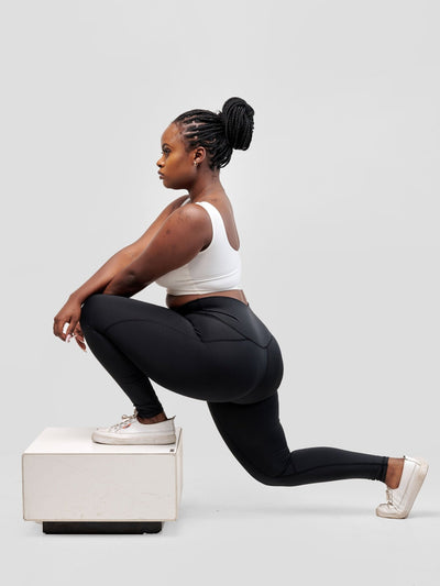 Ava Fitness Progress High Waisted Leggings - Black - Shopzetu