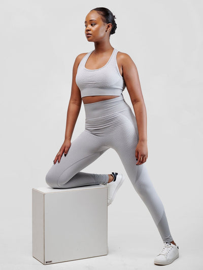 Ava Fitness High Waisted Elenah Leggings - Grey - Shopzetu