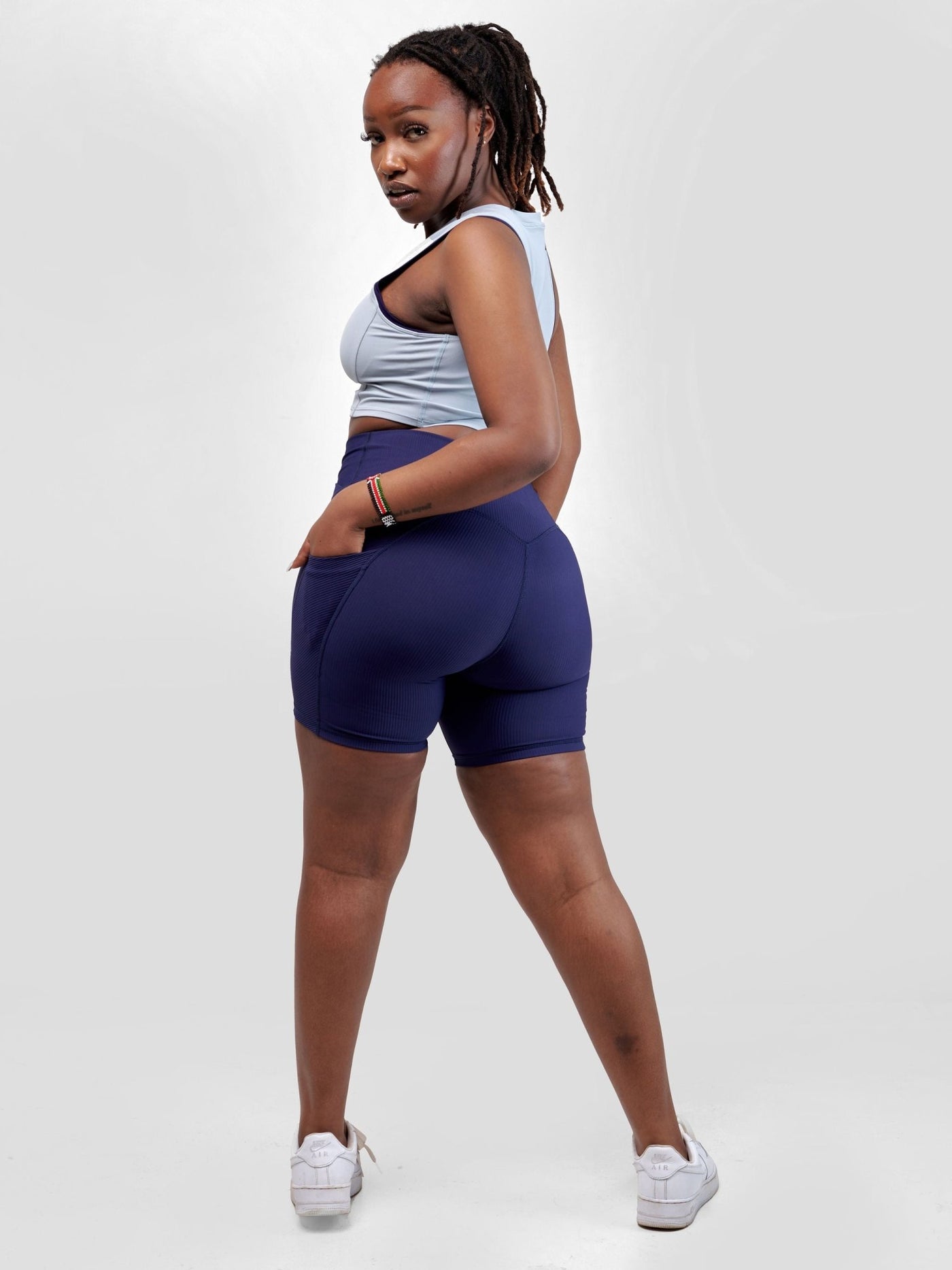 Ava Fitness Mylah Biker Workout Shorts - Dark Blue - Shopzetu