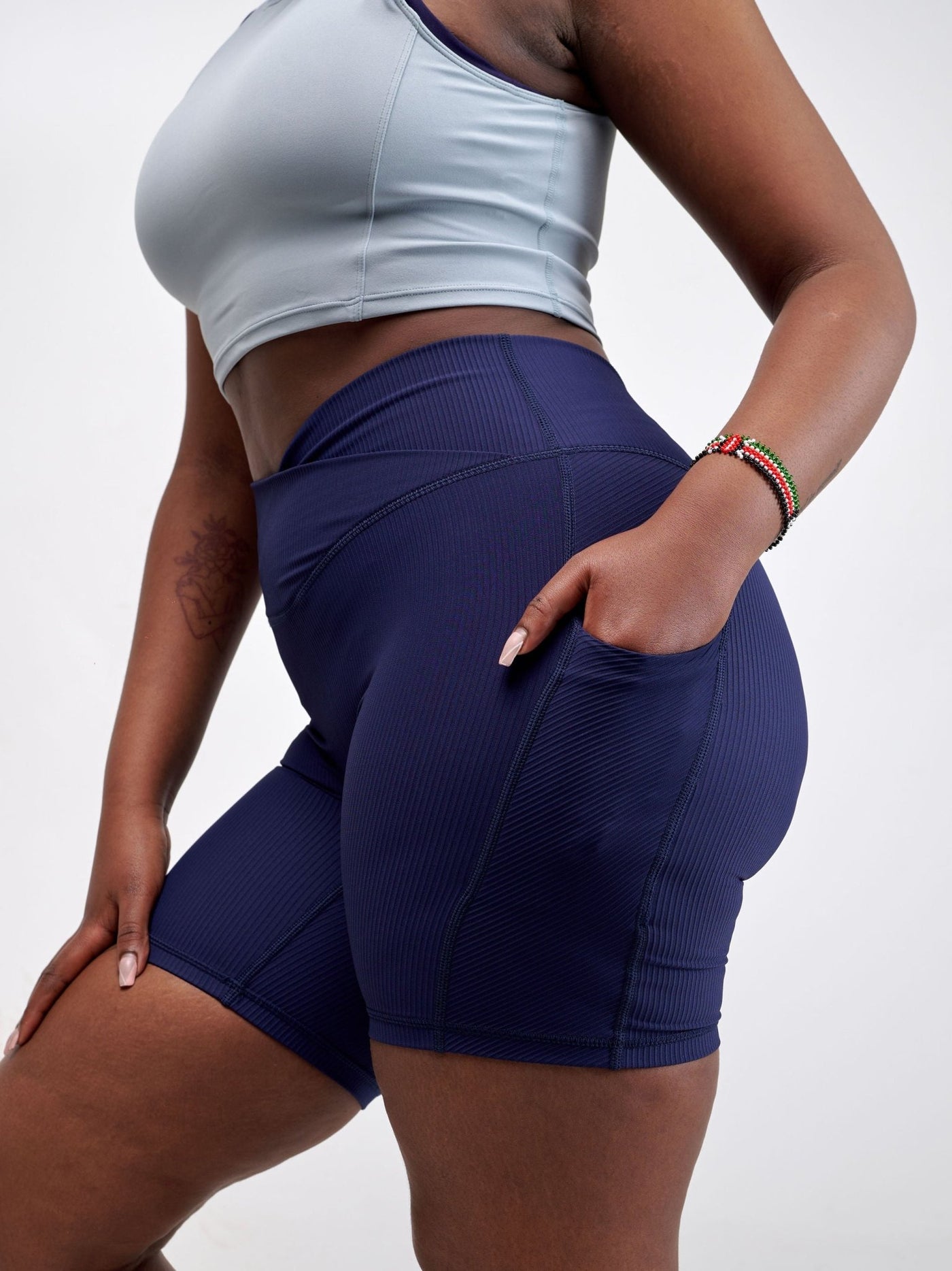 Ava Fitness Mylah Biker Workout Shorts - Dark Blue - Shopzetu