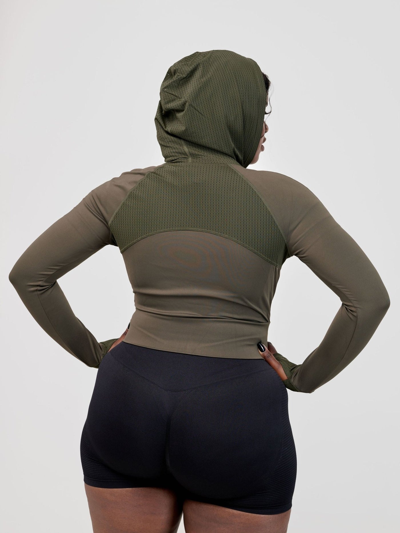 Ava Fitness Long Sleeved Zipper Top - Army Green - Shopzetu