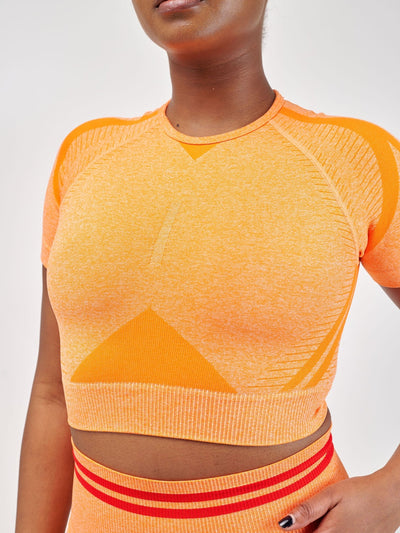 Ava Fitness Mindy Workout Short Set - Orange - Shopzetu