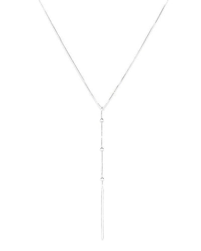 Slaks World Fashion Lariat Gem Beaded Necklace - Silver - Shopzetu