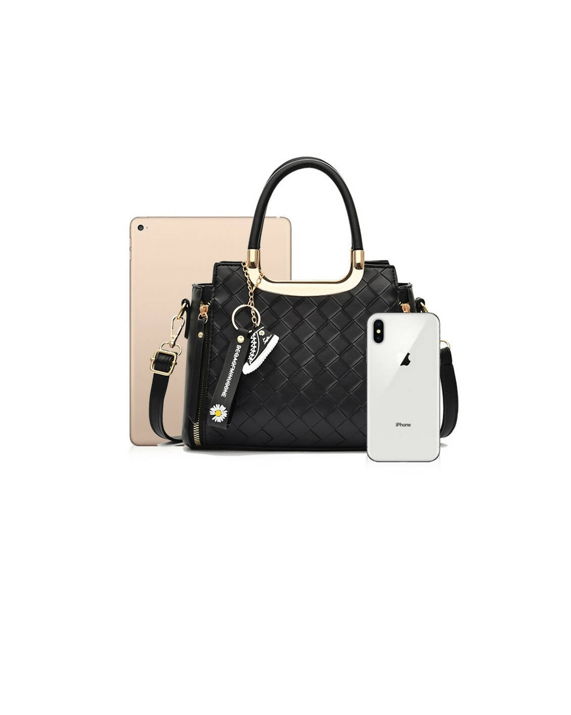 Slaks World Fashion Textured Office Handbag - Black - Shopzetu