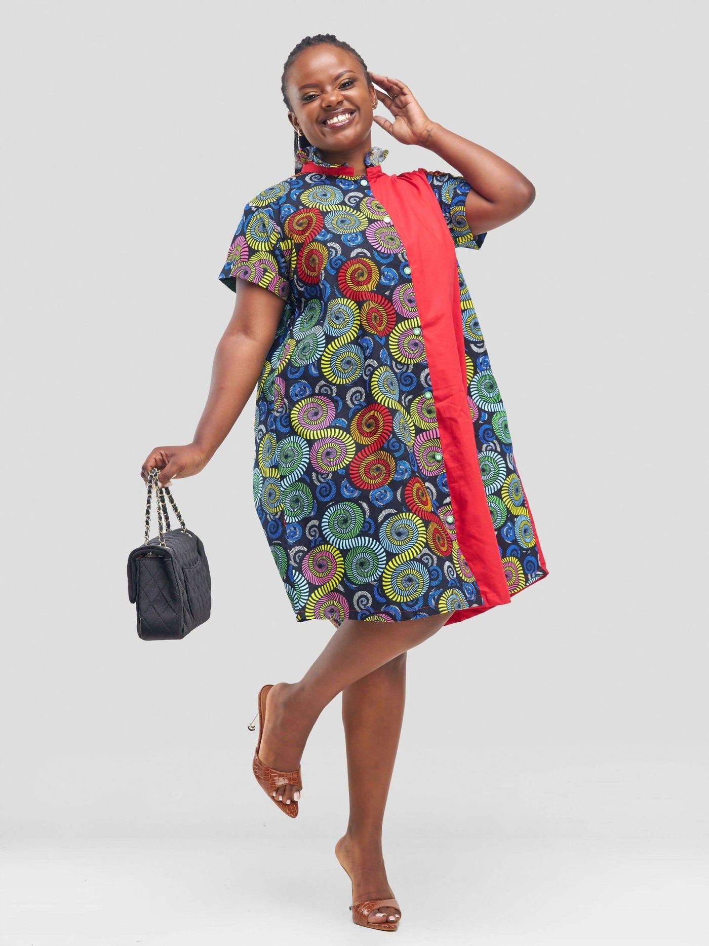 Vazi Afriq Cotton Ankara Shirt Dress - Multicolored - Shopzetu