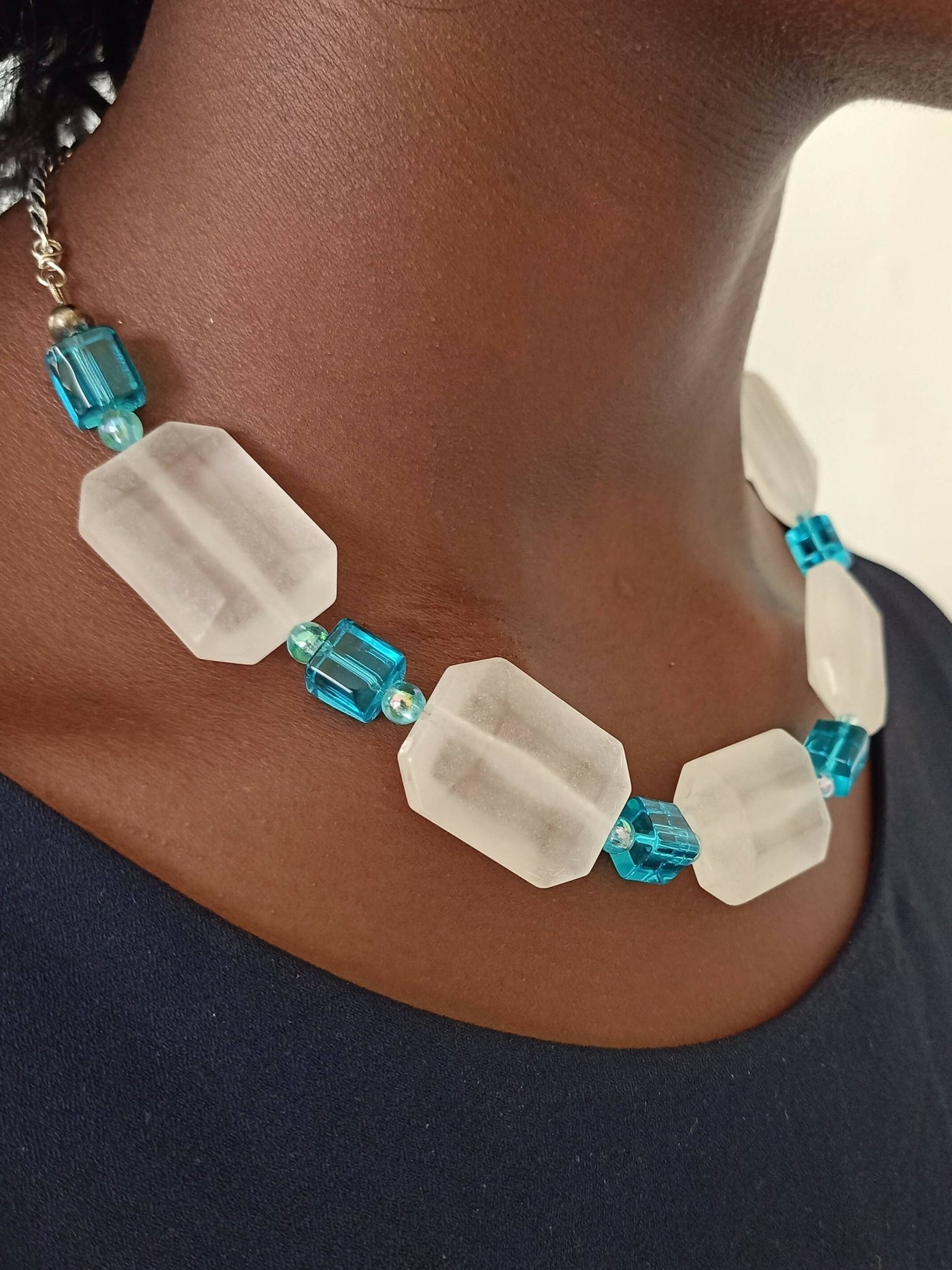 Xara Gems Yoga Necklace - White - Shopzetu