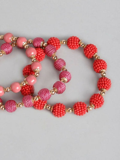 Slaks World Fashion Pink-Rose Beads Bracelet - Red / Pink - Shopzetu
