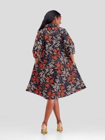 Hando Afrikan Designs Shujaa Dress - Orange Print - Shopzetu