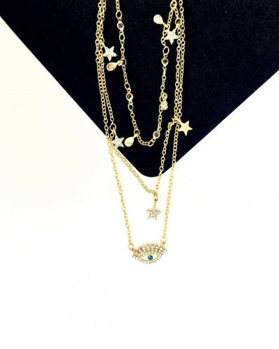 Slaks World Fashion 3 Layer Necklace - Gold - Shopzetu