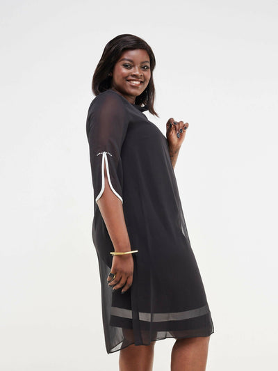 Twilight Collections Knee Length dresses Chiffon & Polyester Dress - Black - Shopzetu
