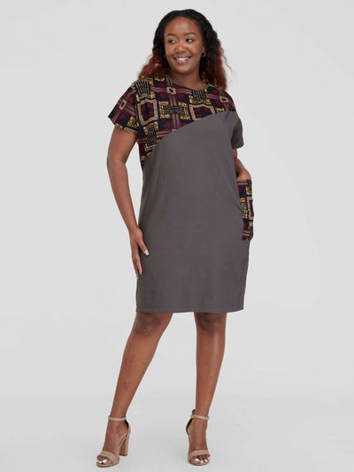 Beqss Zula Dolman Asymmetrical Shift Dress - Grey - Shopzetu