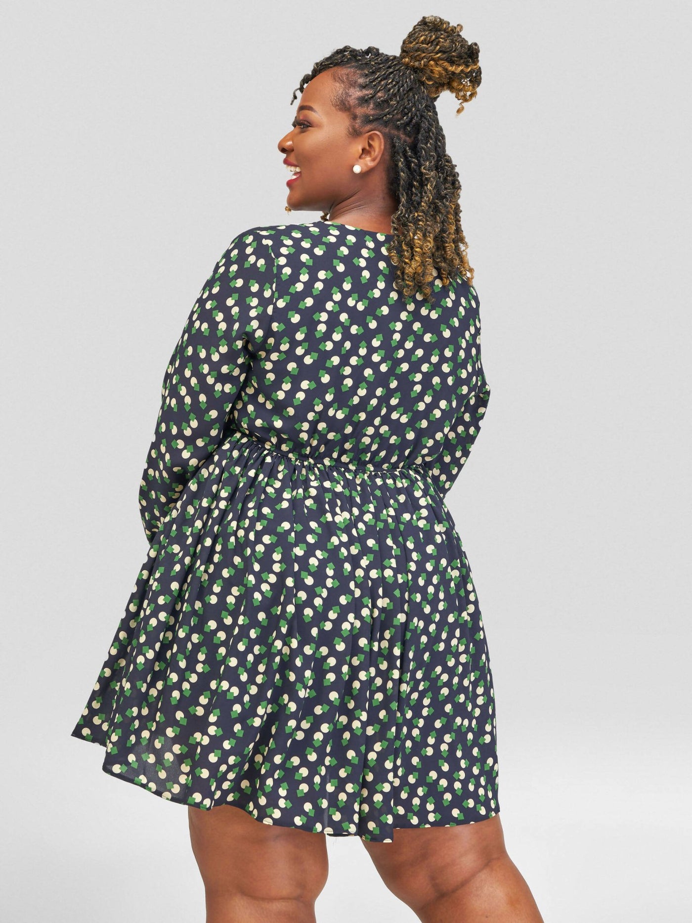 Salok Havilah Chloe Skater Dress - Green Print - Shopzetu