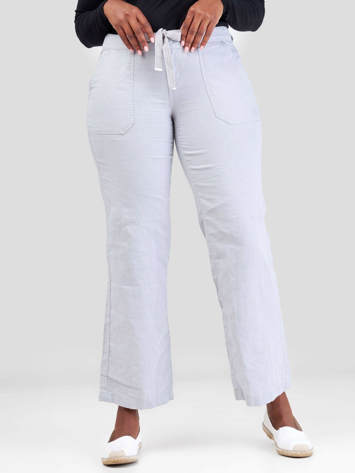 Valuespot Linen Blend Pants - Grey - Shopzetu