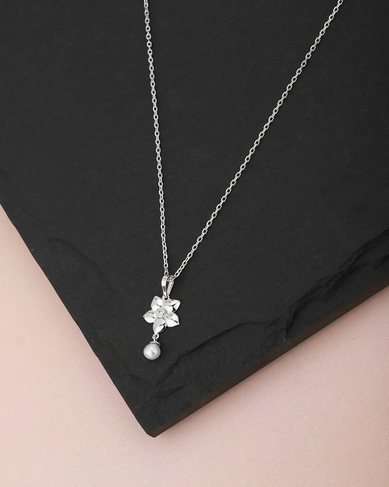 Slaks World Fashion Rhodium-Plated Beaded Necklace - Silver - Shopzetu