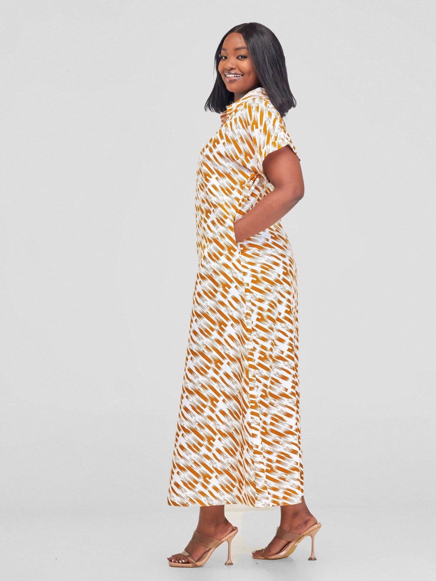 Salok Havilah Zarah Dress - Mustard Print - Shopzetu