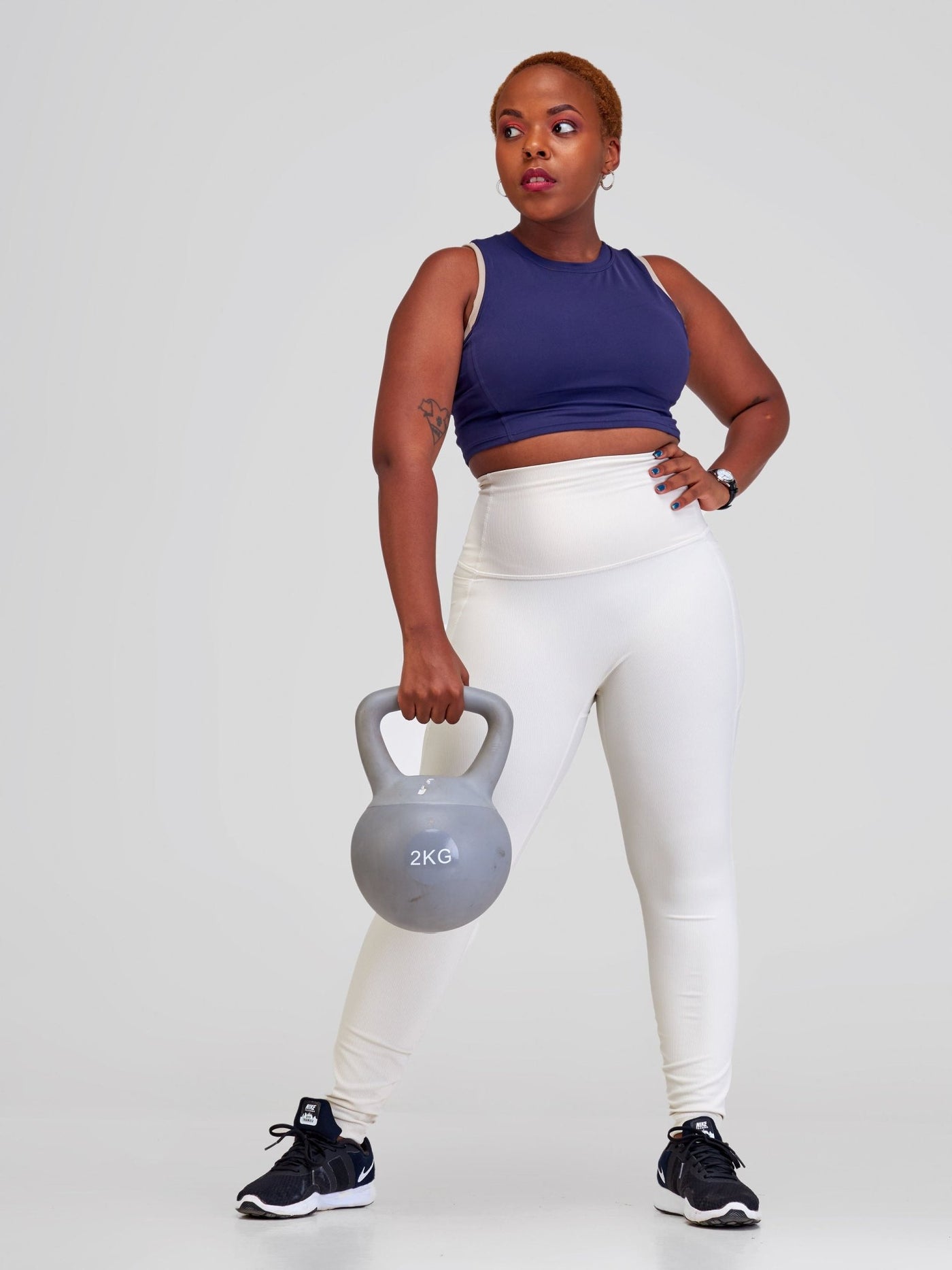 Ava Fitness Urban Workout Leggings - White - Shopzetu