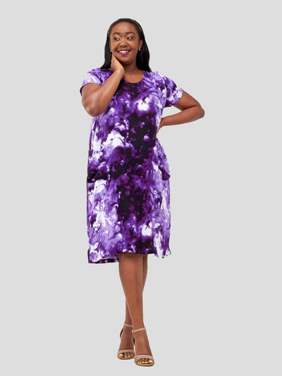Dewuor Tie & Dye Dress - Purple - Shopzetu