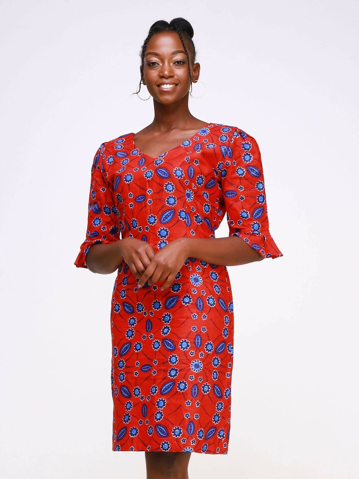 Ancestral House Africa Inspired Uwa Loose Dress - Red - Shopzetu