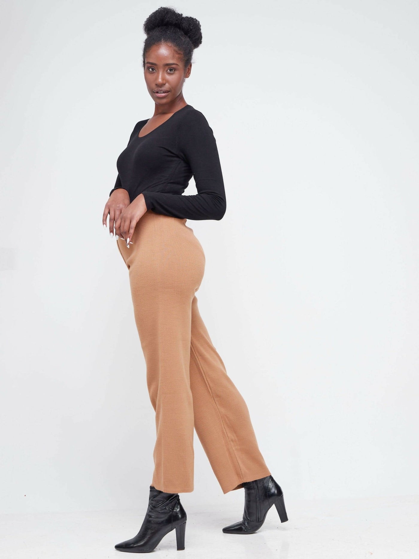Infy Knit Wear Full Length Pants - Brown - Shopzetu