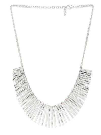 Slaks World Fashion Silver Chain Spiked Necklace - Silver - Shopzetu