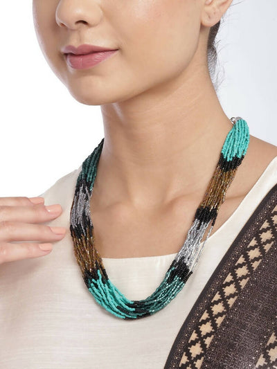 Slaks World Fashion Beads Multicolor Necklace - Green - Shopzetu